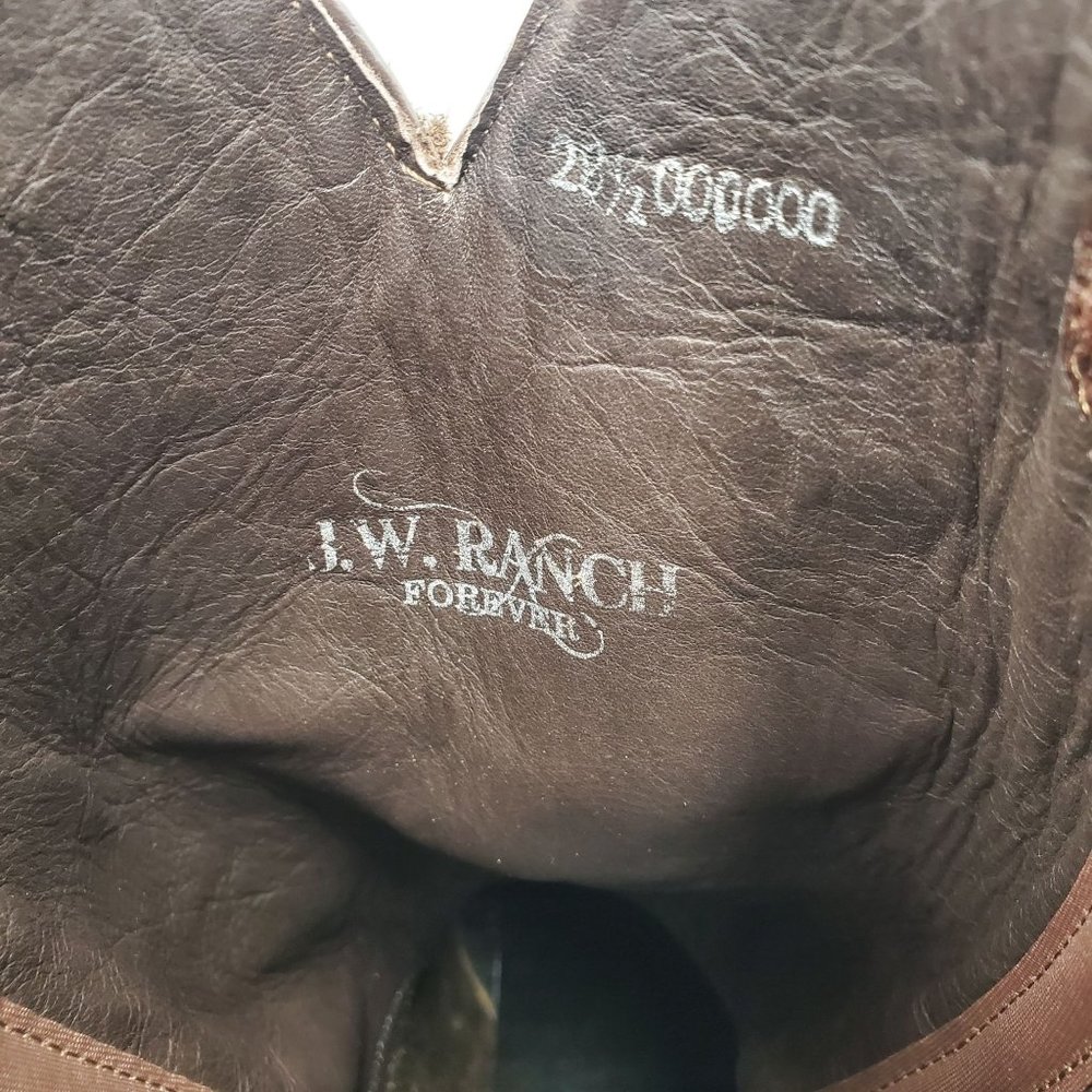 JW Ranch Leon Mexico crafted mens 9.5 brown suede bull neck cowboy western boots - Picture 14 of 16